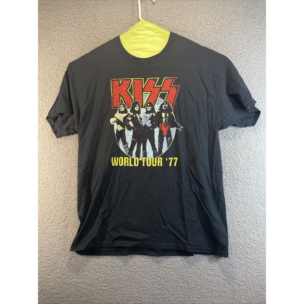 2021 KISS World Tour '77 T-Shirt Mens‎ XL    Retro Black Tagless Casual
